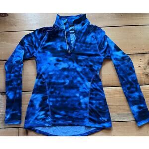 Champion Women's DuoDry Athletic 1/4 zip pull over. Blue Tie Dye. Size XS